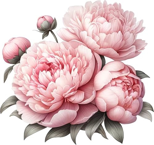 Lot de 4 autocollants en vinyle motif pivoine rose pâle, imperméable, multi-usages, 1@20 cm de haut, idéal pour toilettes, voiture ou ordinateur portable. Hauteur 3 à 7 cm, idéal pour téléphone
