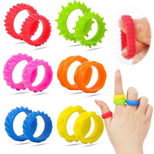 Yooyan Lot de 12 anneaux anti-stress pour enfants et adultes, jouets magiques, cadeau sensuel dans la salle de classe, sensoriels pour la détente et la concentration