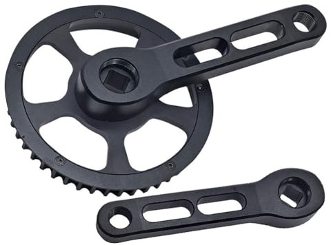 Lawnoval Bielas 46T para bicicleta, 120 mm, agujero cuadrado para bicicleta de transmisión por correa, color negro