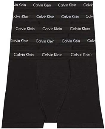 Calvin Klein Men's Cotton Stretch 5-Pack Boxer Brief, 5 Black, Medium
