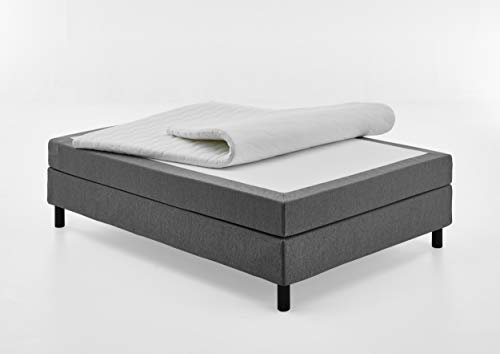 Atlantic Home Collection Happy Boxbett ohne Kopfteil, 7-Zonen Taschenfederkern- Matratzen, Härtegrad H3, Stoff, Grau, 120/200 cm, Liegehöhe ca. 58 cm