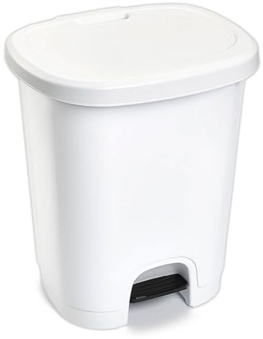 Acan Tradineur - Cubo de Basura con Pedal - Fabricado en Plástico - Capacidad de 27 litros - 45 x 38 x 32 cm - Color Blanco.