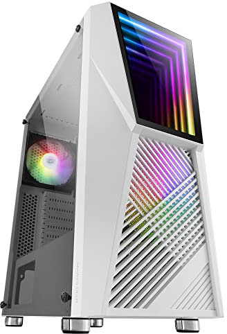 Mars Gaming MC777, Caja PC Gaming ATX, Infinity Mirror ARGB, Cristal Templado, 2X Ventiladores 120mm ARGB, Blanco