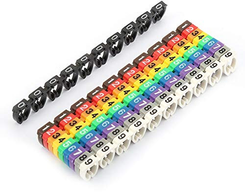 100Pcs Kabelmarkierung Bunte 0-9 Digitale Nummernröhren Drahtmarkierungen Label Tube Cable Marker Bunte Drahtnummer(6mm²)
