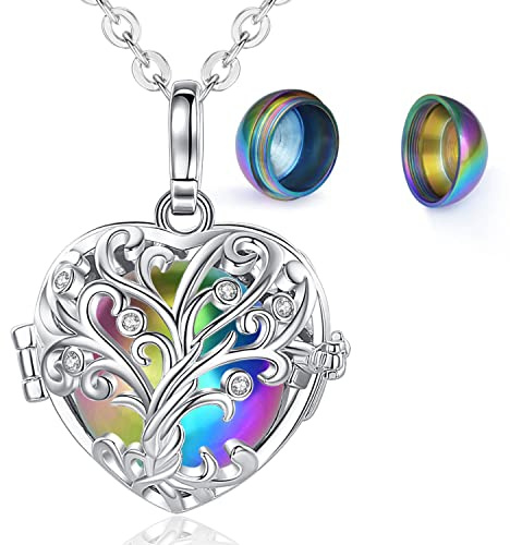 EUDORA Collier Urne pour cendres Collier de crémation pour les cendres Pendentif arbre de vie pour les cendres Collier souvenir funéraire pour les humains animaux de compagnie, 61cm