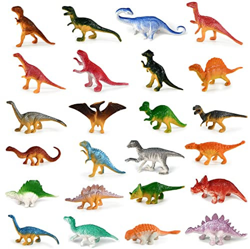 EKKONG Dinosaurier Spielzeug, 24 Stück Dino Figuren Verschiedene Mini Dinosaurier Figuren Adventskalender Füllung Kinder Jungen Mädchen ab 3 Jahren