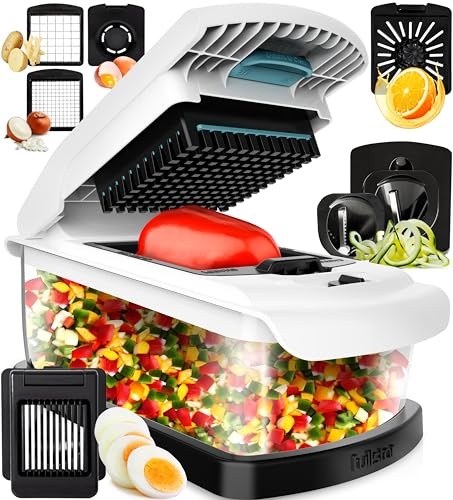 Fullstar Vegetable Chopper & Mandoline Slicer for Kitchen - Food Chopper with Container, Cheese Grater, Home Essentials & Kitchen Gadgets (9 in 1, White/Black)