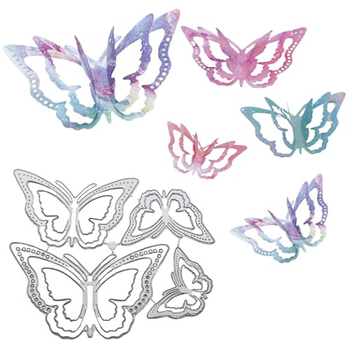 Mezrkuwr 4 fustelle 3D in metallo a forma di farfalla, fiori primaverili, stencil fai da te, goffratura decorativa, scrapbooking, creazione di biglietti