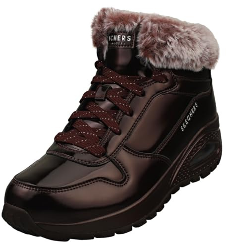 Skechers UNO Rugged - Botas de Moda Fall Air para Mujer, Piel sintética Duraleather de Charol Burdeos, 36 EU