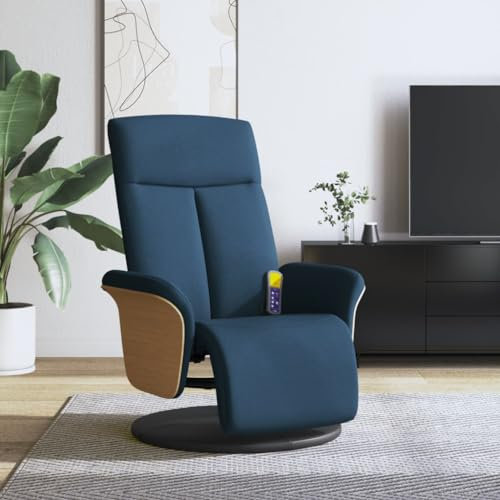 Fauteuil de Massage électrique Inclinable avec Repose-pieds, Relaxation de Salon en Tissu Bleu