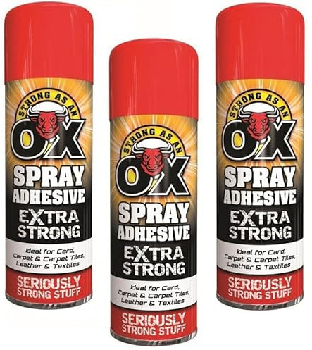 Carpet Adhesive Glue Spray Leather Foam Card Art Craft Fabric Strong Heavy Duty (Pack Of 3 3037)