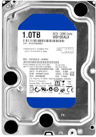 BQTEC Hard Disk Internal HDD for WD10EALX 1TB 7200 RPM SATA III 3.5 Inches 32 MB Cache