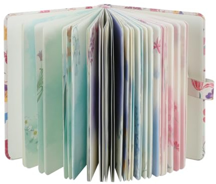 siixu Pretty Small Pocket Notebook for Women - Ideal Travel Journal with Unique Floral Illustrations, Unlined Journal for Writing, Vegan Leather, A6, Blank, Pink