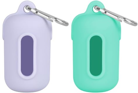 Soporte para bolsas de excrementos de perro, 2 dispensadores de bolsas de basura de silicona para mascotas con gancho de metal que se adapta a cualquier correa para perro (no incluye bolsas para