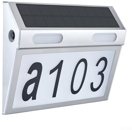 Numero civico LED lampada solare,Lampada da cortile a LED senza fili per esterni,Con Lettera/Adesivo Digitale, Per Illuminazione Impermeabile Esterna