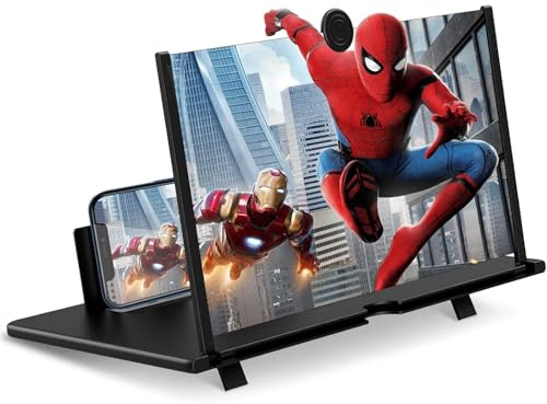 Divons Amplificador Pantalla móvil, 20 Pulgadas HD Pantalla Aumento movil, para Todos los Smartphones, antiluz Azul, Lupa Pantalla movil 3D para Ver vídeos de películas