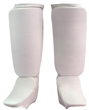 Milageto Espinilleras para Muay Thai, Protectores de Empeine, de protección, Protectores de pies, de piernas para, Kickboxing, Artes Marciales, Blanco