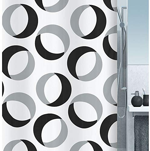 Spirella Anti-Schimmel Duschvorhang Rings Anti-Bakteriell, waschbar, wasserdicht Polyester 180x200cm weiß, grau, schwarz