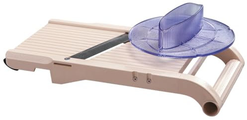 BENRINER - Mandolina Giapponese Premium 120 mm con Spingi-alimento di Sicurezza - ABS e Acciaio Inossidabile - Taglia Frutta e Verdura - 3 Lame Intercambiabili da 0,5 a 9 mm - Made in Japan