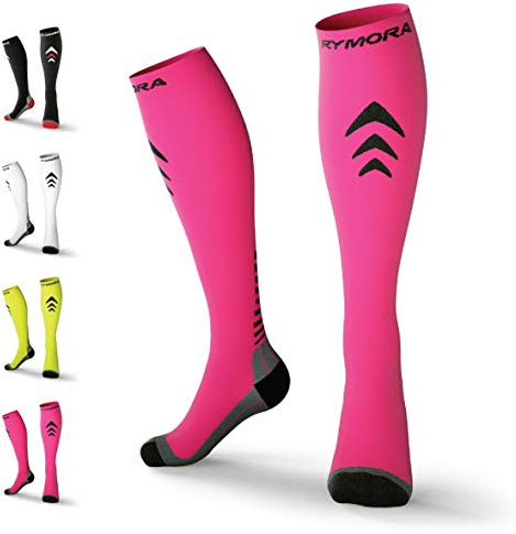 Rymora Compression Socks for Women and Men - for Running, Sports, Work & More (One Pair) (Cushioned) (Pink) (Small: UK 3-6.5 / EU 35-39) [S]
