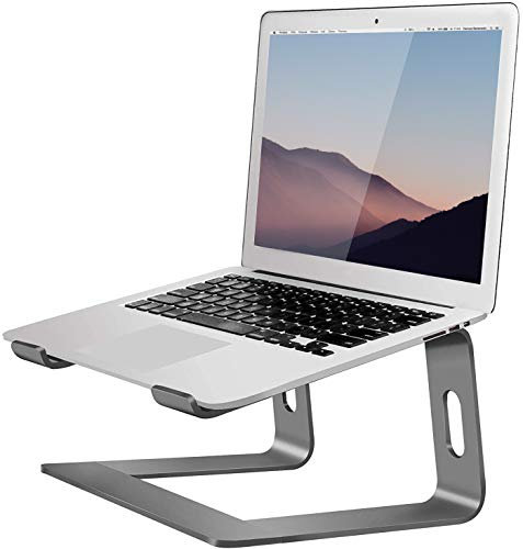 Orionstar Laptop Ständer, Ergonomischer Laptop Stand für Schreibtisch, Aluminium Laptop Halterung mit Belüfteter, Laptopständer Kompatibel mit MacBook Air Pro Samsung Notebook 10-15.6 Zoll Grau