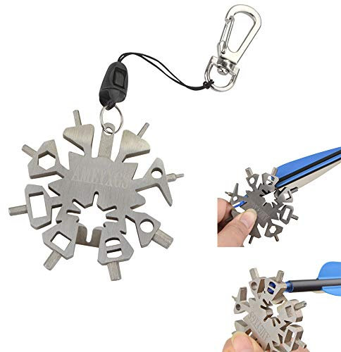 ZSHJGJR 21-in-1 Schneeflocken Multifunktionswerkzeug Bogen Bogenschießen Pfeil Reparatur Werkzeug Multifunktionsschlüssel Tragbarer Schlüsselschlüssel Camping Multifunktions EDC Keychain