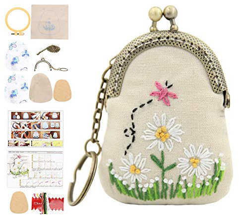 Cikonielf Stickerei Starter Kit Kreuzstich-Set DIY Craft Schlüsselanhänger Anhänger enthalten Sticknadel Fadenreifen für Kinder, Erwachsene und Anfänger(Stil C.)