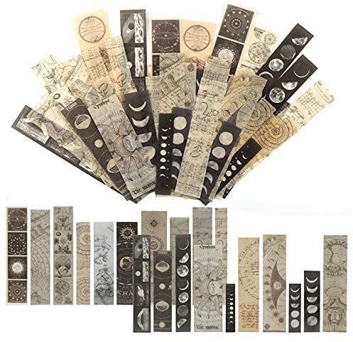 AIEX 40 Stück Vintage Astronomie Washi Aufkleber Journal Ästhetische Aufkleber Enthält Mond Planeten Weltraum Solar Galaxy Celestial für Erwachsene Studenten Tagebuch Sammelalbum