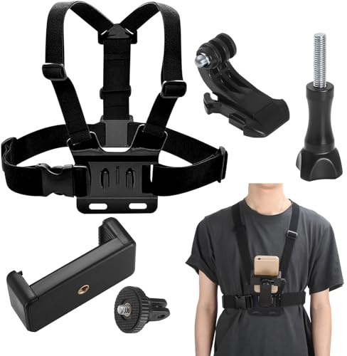 Support de Sangle de Harnais de Poitrine Multifonction téléphone et portable Support Clip Réglable Fixation Selfie pour téléphone Portable