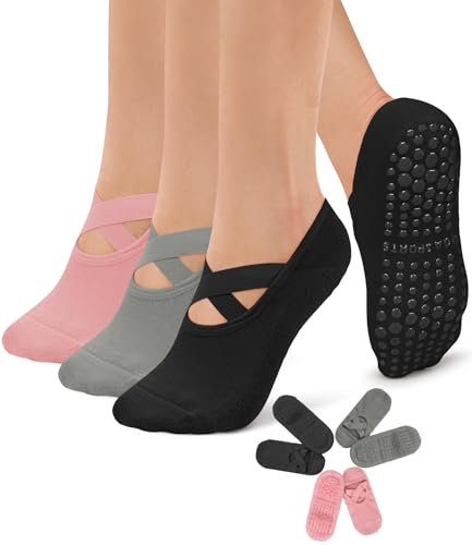 Diu Life 3 Pack Grip Socks Yoga Socks with Grips for Women Non Slip, Pilates, Workout, Pure Barre, Ballet, Dance, Hospital Socks
