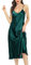 Lovasy Nuisette Femme Satin Chemise de Nuit Kimono Peignoir Nuisett Longue Fond Robe Femmes Vêtements Pyjama Chic,Vert foncé XL