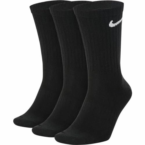 Nike 6 Paar Everyday Lightweight Crew SX7676 Tennis Socke weiß schwarz grau, Farbe:Schwarz, Größe:46-50