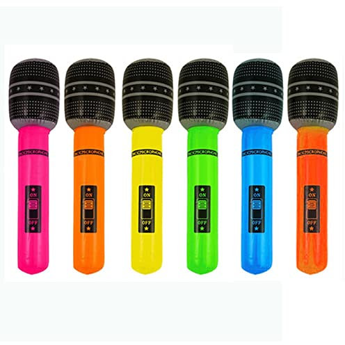 Microphones Gonflables,Jouet de Musique de Microphone de Ballon,Accessoires de Fête de Microphone Gonflable,Karaoke Microphone Gonflable,pour Décorations de Fête des Années 80 et 90,Couleur Aléatoire