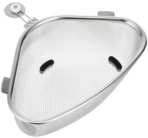 Luxshiny Stainless Steel Kitchen Sink Corner Drain Strainer Basket - Triangle Mesh Basket for Filtering Food Waste Vegetables and Fruit Compact Sink Corner Drainer for Kitchen Organization