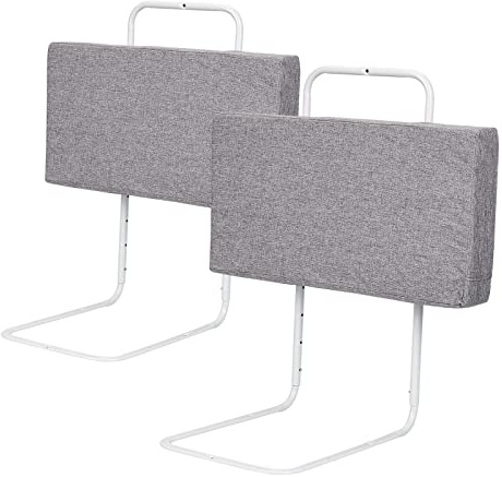 SWANEW 2X Barrera de Cama para niños de 60 x 28 cm, Altura Ajustable, Barrera de protección de Cama de 5 Agujeros, Familiar Protección contra caídas, Barandilla para Cuna, Gris