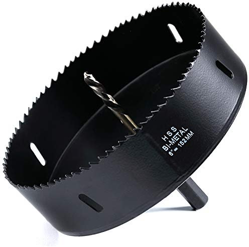 Sierras de Corona 152mm, M42 HSS Bi-Metal Coronas Perforadoras con Adaptador y Broca Piloto Profundidad de Corte 30mm, Abridor de Agujero para Metal Aluminio Madera PVC Plástico, Rojo