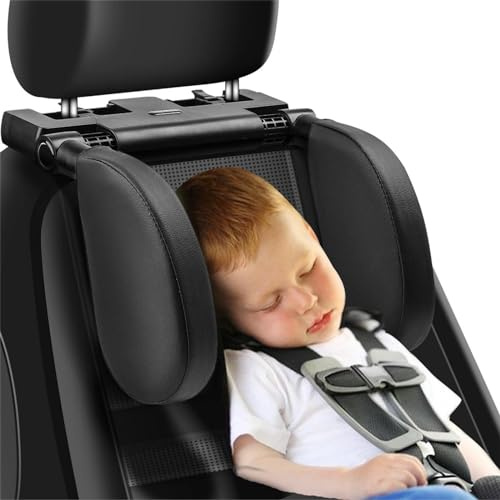 SiHaedy Poggiatesta Auto，180° Poggiatesta Auto Bambini， Poggiatesta Ergonomico per auto Poggiatesta Per Sedile Auto Regolabile Con Porta Cellulare E Scatola Per Aromaterapia Per(Nero)