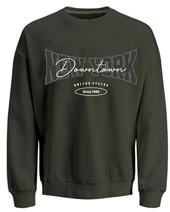 JJ Rebel Sudadera para Hombre Jrebnewyork Crew Neck Sn, Verde, L