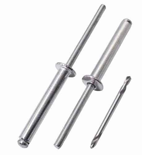 SKIR'CO 40 rivetti ciechi in alluminio 4,8 x 30 mm, mandrino in acciaio, rivetti pop, testa a cupola, rivetti DIN 7337, punta da trapano inclusa