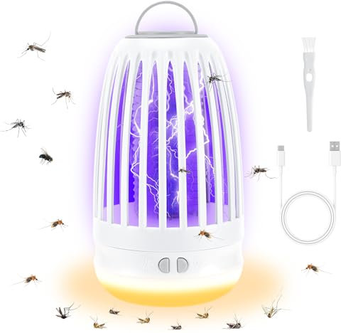 Mkitnvy Mückenvernichter Lampe, 2 in 1 Elektrische Insektenvernichter mit Nachtlicht, UV Elektrische Fliegenfalle für Motten, Küche, Fliegen, Mücken, Innen und Außen