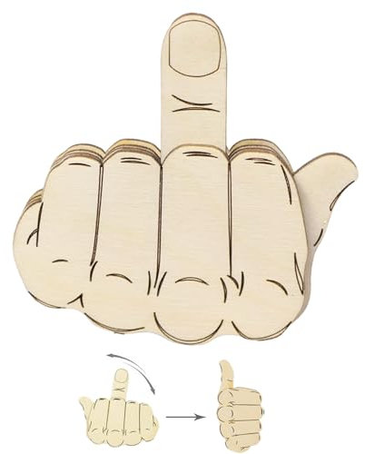 Doigt d'honneur automatique drôle, broche de doigt en bois faite à la main, épingle de doigt d'honneur rabattable, épingles d'expression d'humeur interactive, épingle émotionnelle (1 PCS)