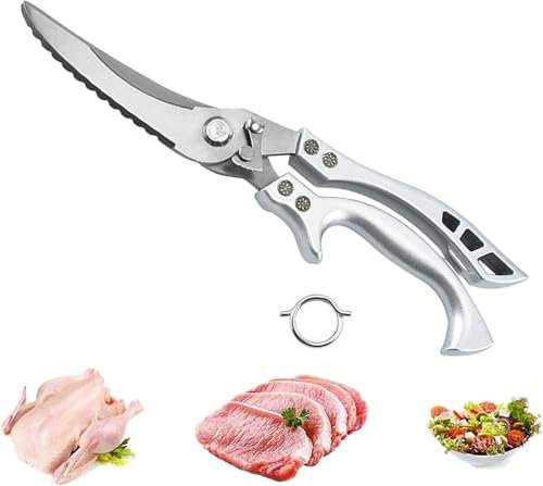 geflügelschere testsieger,hähnchenschere,Geflügelschere Küchenschere, Schere Küche Scharfe Edelstahl Knochenschere, Allzweckschere für Fleisch, Fisch,mit Sicherheitsverschluss
