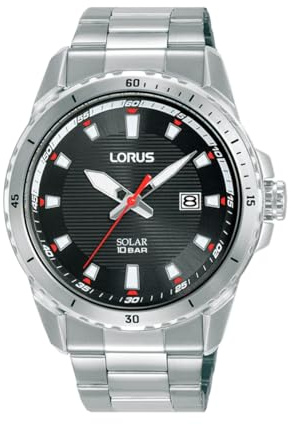 Lorus Men's Analogue Quartz Watch with Stainless Steel Strap, Silver/Black
