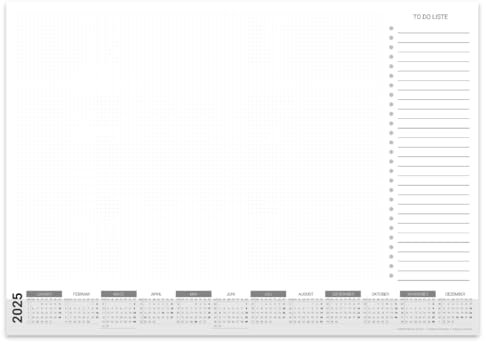 PuK Krämmer GmbH Papier-Schreibtischunterlage mit Kalender 2026 | DIN A2 mit Kantenschutz | 25 Blatt zum Abreißen mit To Do Liste | mit Schutzleiste | Schreibtischunterlage Papier A2 Kalender 2026