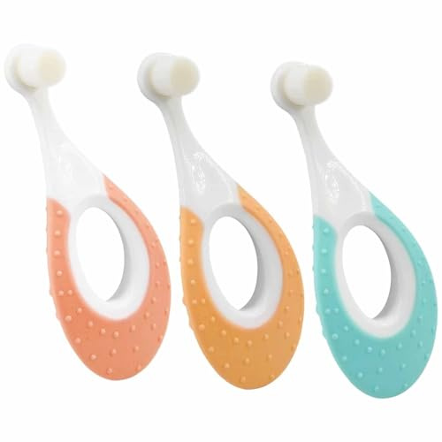 3-Pack Baby Toothbrush for 0-3 Years - 10,000 Super Soft Bristles for Gentle Gum Care, Teething Brush with Soothing Rings - Original Toddler Design for Infants, Babies & Kids