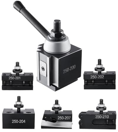 VEVOR 6 PCS Juego de Postes de Herramientas con Portaherramientas de Torno, Poste de Herramientas Tipo Cuña con Accesorios de Portaherramientas de Torneado para Minitorno y Torno de Metal de 254-381mm