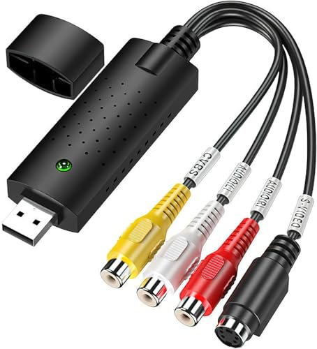 Grabber de audio y video USB 2.0, captura de video USB Plug & Play, convertidor de audio y video, adaptador de video para editar Hi8 VHS a DVD digitalizar con adaptador convertidor Scart/AV para Mac y