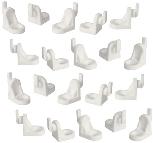 Lot de 20 supports muraux pratiques pour armoire avec crochets - En plastique - Surface blanche - 11.05.501-0