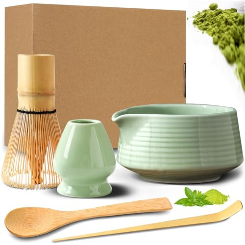 DUBUOZA 5 pezzi Matcha Set,Frusta al Matcha Matcha Kit,per gli Amanti del Matcha,per la Casa,l'ufficio e le Sale da Tè