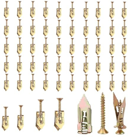 100 pcs Self Drilling Drywall Anchors with Screws Kit, 4 Sizes Heavy Duty Drywall Cavity Fixing Carbon Steel Hollow Wall Anchor Tapping Screw, Expansion Fixings for Plaster Board Wall Fixing